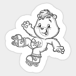 caring bear with roller skates Sticker